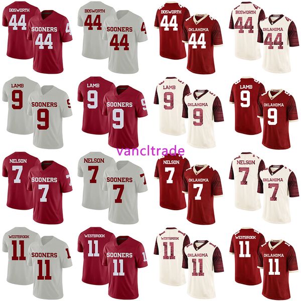 

2019 ncaa football oklahoma sooners 44 brian bosworth 9 ceedee lamb 7 corey nelson 11 dede westbrook jerseys, Black;red