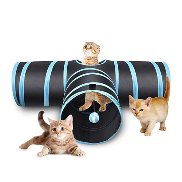 

pet cat tunnel toys 2/3/4/5 holes foldable pet cat training toy interactive tube fun toy for cat rabbit animal play tunnel tube