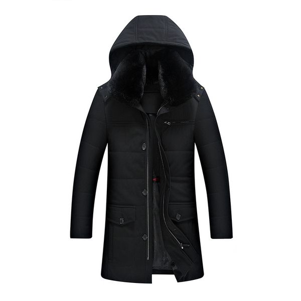 

мужчины повседневная куртка длинные вниз пальто зимние одежды утиный parkas меховой воротник с капюшоном утолщение теплый tops большого разм, Black