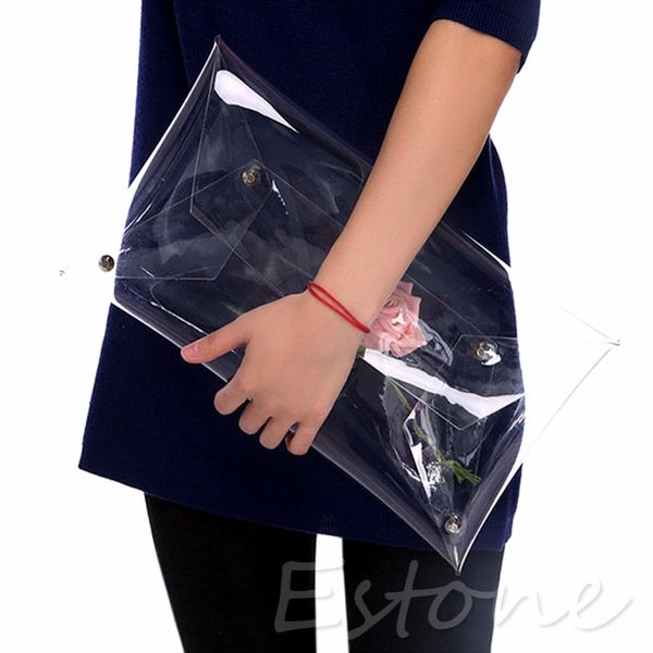 

thinkthendo transparent fashion designer pvc envelope clutch clear color bag handbag
