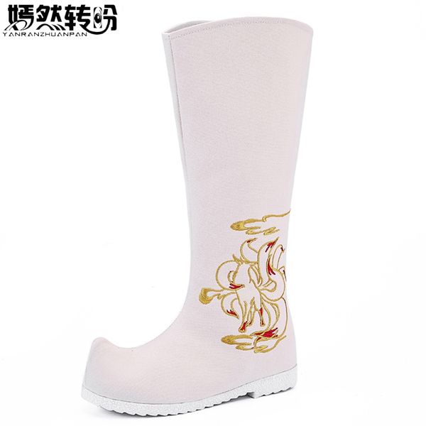

2019 autumn winter new women boots national shoes side zipper cloth knee boots high heel ladies tall booties botas mujer, Black