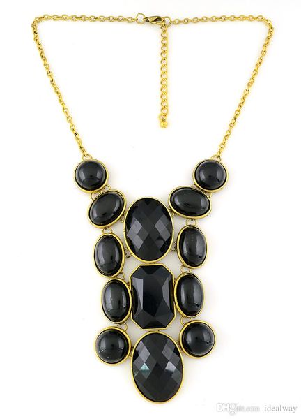 

idealway винтаж стиль смолы gem заявление геометрии choker bib ожерелье, Golden;silver