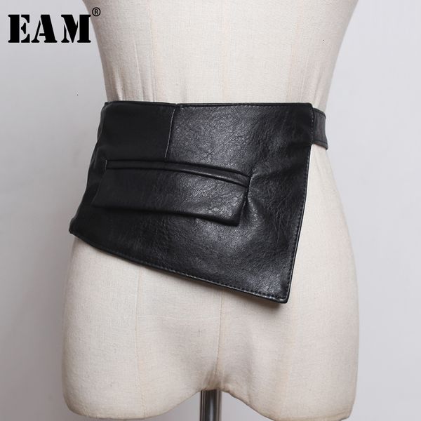 

eam] pu leather black pocket bandahe long wide belt personality women new fashion tide all-match spring autumn 2020 1k968, Black;brown