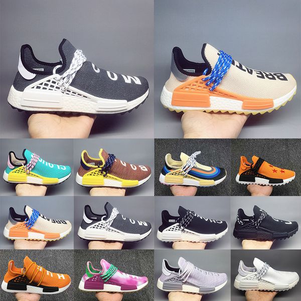 

2020 human race trail running shoes nerd cream men women pharrell williams hu runner black blue pink mens trainers sports sneaker size 36-47, White;red