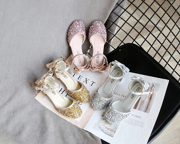 

girl' princess shoes bowtie fashionable slipsole shoes, Black;grey