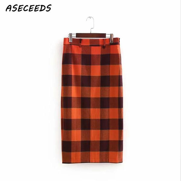 

elegant high waist plaid skirts womens vintage cotton office work midi skirt korean style slim bodycon pencil skirt streetwear, Black