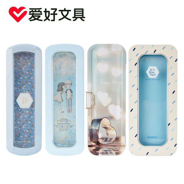 

metal pencil case with window students stationery cartoon lovely style
