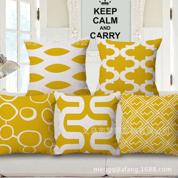 

yellow concise pillow geometry cotton cushion set sofa waist by pillow