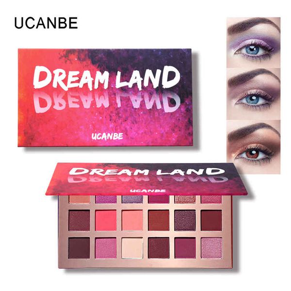 

ucanbe shimmer matte dreamland eye shadow makeup palette 18 color purple pink pigment eye shadow powder waterproof cosmetic 48pcs/lot dhl