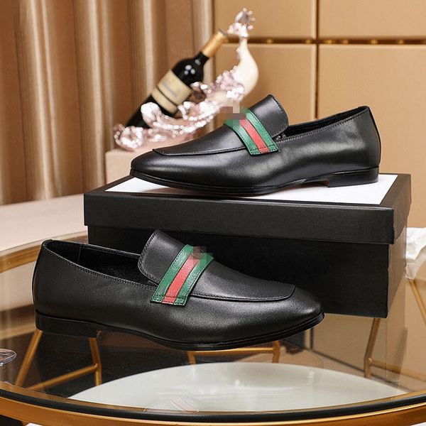 

pointed business leather shoes for men dress style flats loafers shoes men genuine european metal buckle men shoes size 38-44, Black