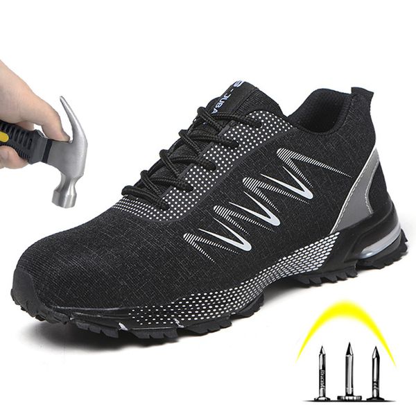 

2019 breathable non-slip men's boots mesh anti-smashing anti-piercing safety shoes lightweight cold indestructible work shoes, Black
