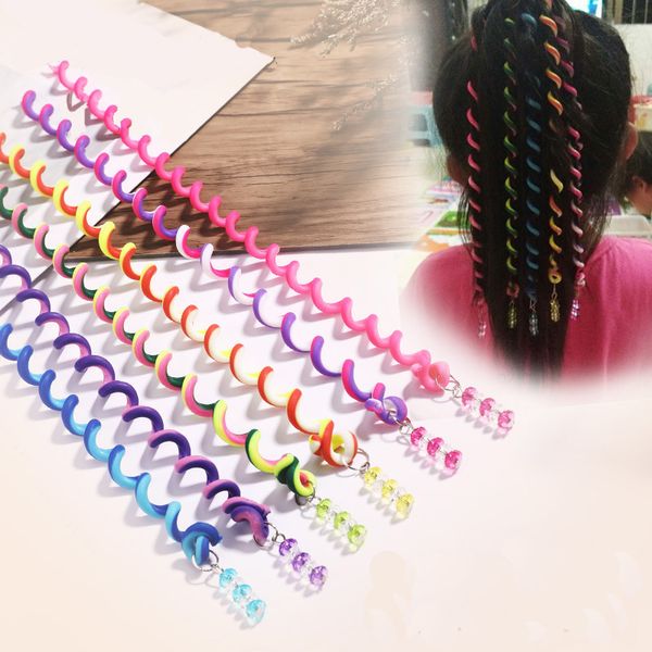

6pcs/lot cute girls colorful hair braided headbands long hair bands headwear children ornament hairbands kids accessor, Slivery;white
