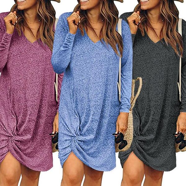 

fashion designer womens dresses autumn new luxury dresses for women with asymmetrical loose brand long-sleeved dress 3 colors, Black;gray