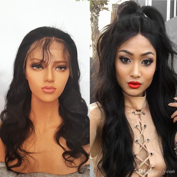 

full lace human hair wigs with baby 100% human hair remy hair average cap women wigs, Black