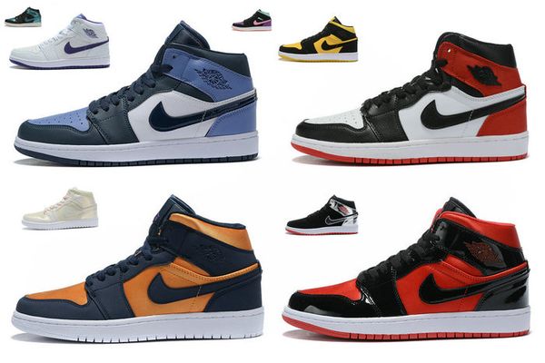 

2019 new 1 retro high og black toe men/women/kids basketball shoes i high og obsidian white blue mens sports sneakers 1s casual shoes