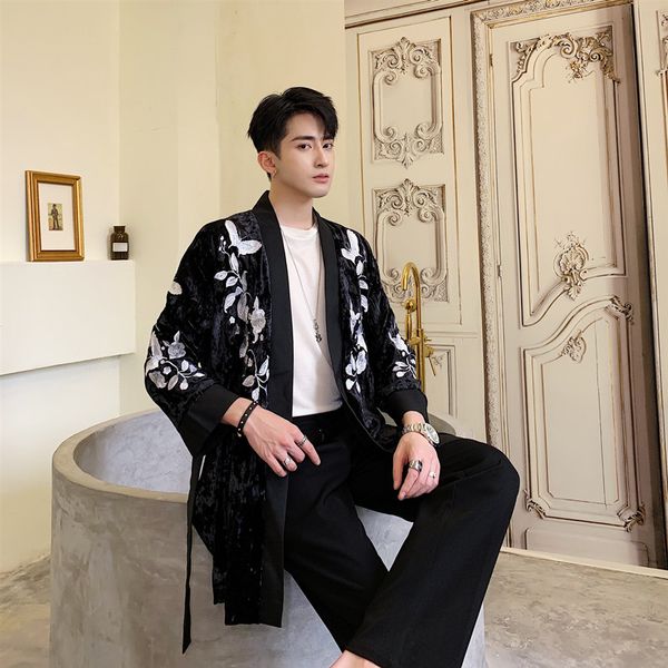 

мужчины вышитого trench куртка мужчины женщина streetwear мода хип-хоп кимоно кардигана пальто весна осень рубашка стиль верхняя одежда, Tan;black