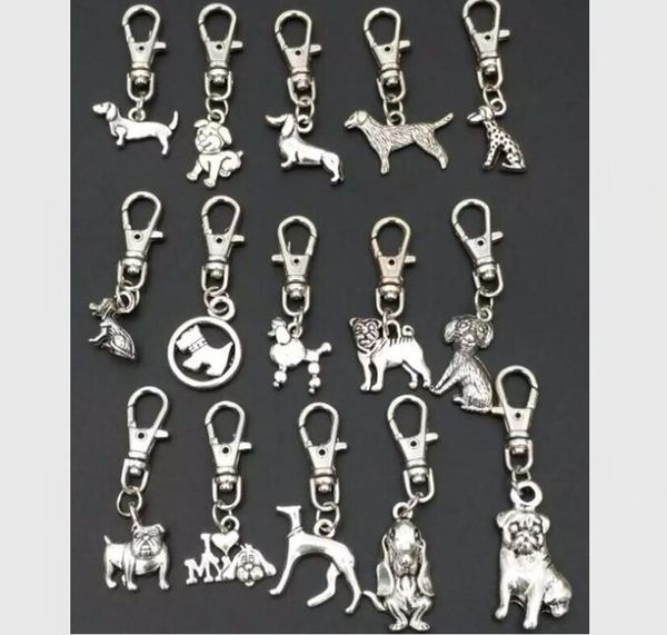 Redução de Qualidade pingente de prata antigo liga de zinco misturado cão Chaveiro Diy Chaves Bag Car Bolsa Jóias Keychain Acessórios