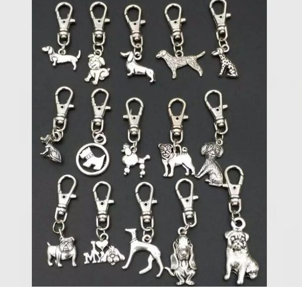

key pendant antique silver zinc alloy mixed dog key chains diy keys car bag handbag jewelry keychain accessories, Slivery;golden