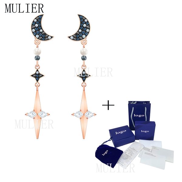 

mulier 2019 swa sybolic collection earrings exquisite compact moon decoration design 5489533 women daily wild accessories, Golden;silver