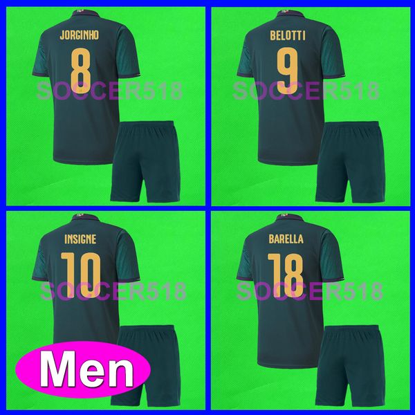 

jorginho insigne barella 2020 euro green football shirts bonucci bernardeschi belotti de rossi sensi kids kits soccer jerseys barella sets, Black;yellow