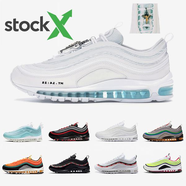 

Фото X MSCHF х INRI Иисус НЕПОБЕЖДЕННОЕ UNDFTD Мужского женские Кроссовки Тройной White S черной Щепка пуля неоновых спорта кроссовки 36-45