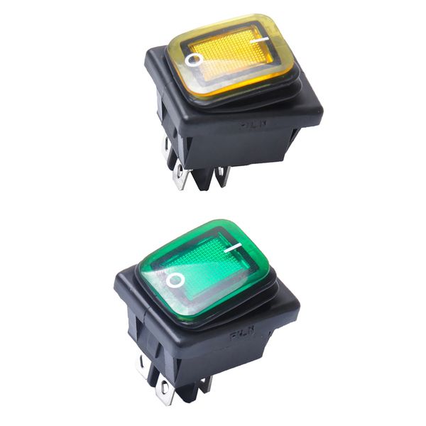 

2 pieces green yellow 4 pin on-off lighted rocker toggle switch waterproof