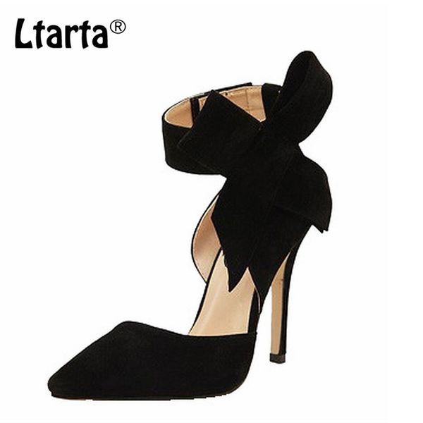 

ltarta shoes pointed high-heeled shoes butterfly fine heel high-heeled women's size 43 high heel sandals womens sandals zl, Black