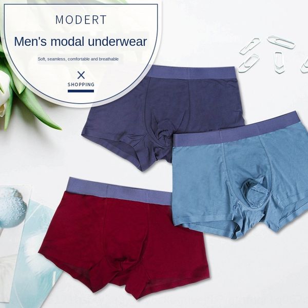 

modal men's shorts and underwear solid color traceless men's underwear mid-waist breathable boxer shorts, Black;white