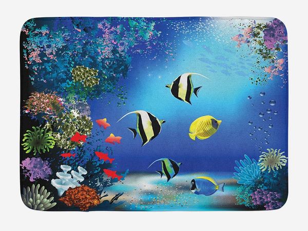 

underwater doormat tropical undersea with colorful fishes swimming in the ocean coral reefs artsy home decor floor mat rugs