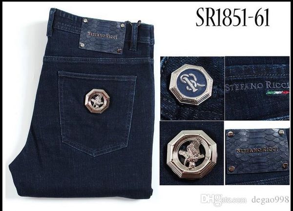 

stef *no ri*ci jeans snakeskin menswear 2018 new autumn and winter business fashion embroidery snakeskin thick style, Blue