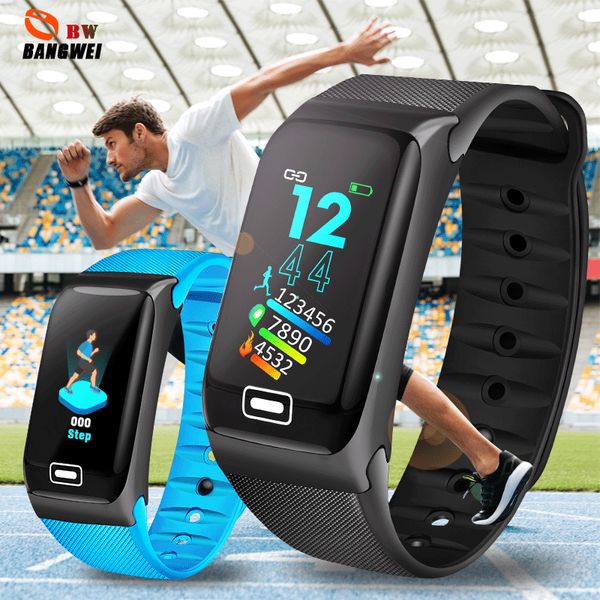 

bangwei smart watch men women waterproof wristband sport watch heart rate monitor pedometer fitness tracker pulseira inteligente, Slivery;brown