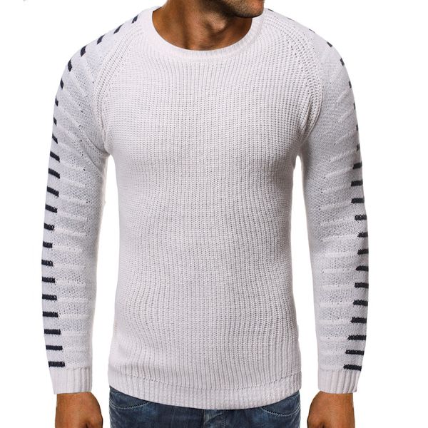 

men's autumn casual round neck sweater male fashion long sleeve slim fit pullover, White;black
