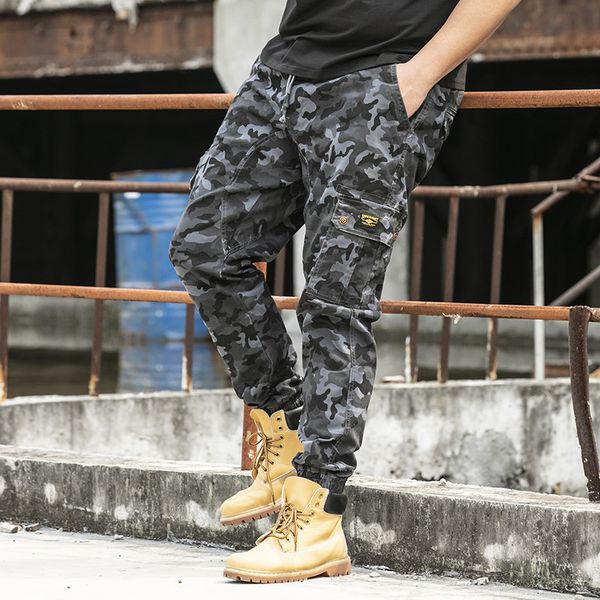 

increase the elasticity of the code men's casual pants camouflage workwear pants, Black