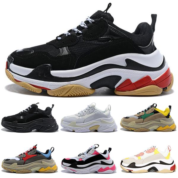 

new fashion designer paris 17fw triple s casual dad shoes men's women's black pink white beige training sports shoes 36-45