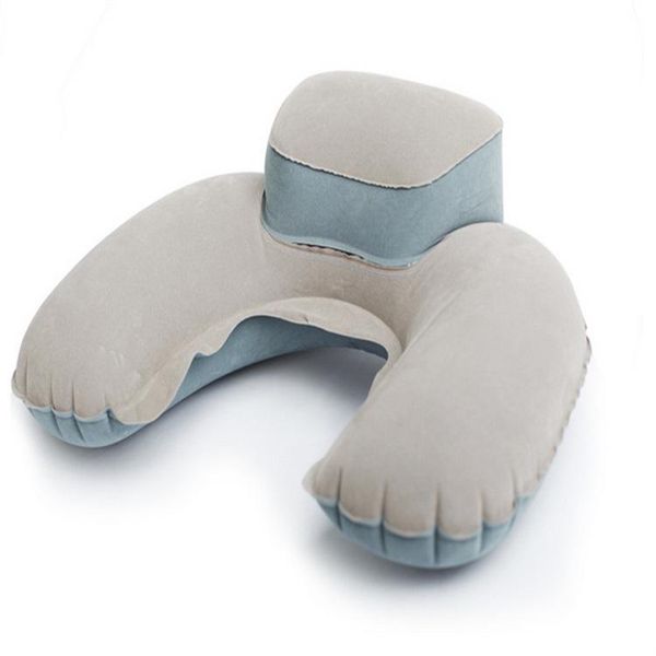 

portable inflatable neck pillow travel u shape air cushion pvc flocking pillows for flight
