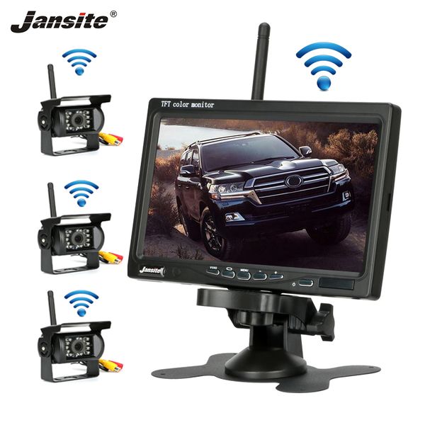 

jansite wireless truck camera 7 inch for trucks bus rv trailer excavator car monitor reverse image 12v-24v rear view camera