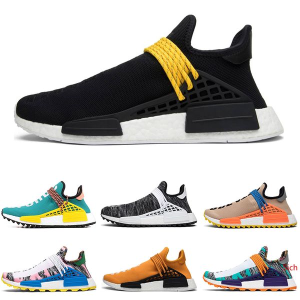 

2019 human race trail running shoes men women pharrell williams hu yellow blank canvas red equality nerd sports runner sneakers 36-45