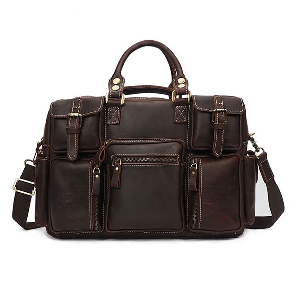 

vintage retro crazy horse genuine leather handbag 2019 men large capacity travel handbags casual shoulder bag bags briefcase