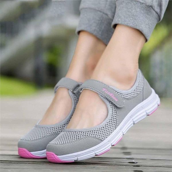 

hook and loop anti slip flat low cut soft mesh fabric outdoor sport women flat shoes, Black