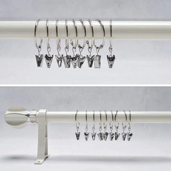 2019 Metal Curtain Ring With Clips Window Shower Curtain Rod Clips