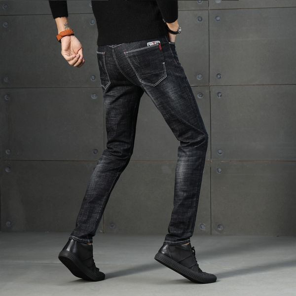 

новый стиль мужские джинсы брюки в корейском стиле trend slim fit молодёжная мода эластичность повседневные брюки мода человек узкие брюки, Blue