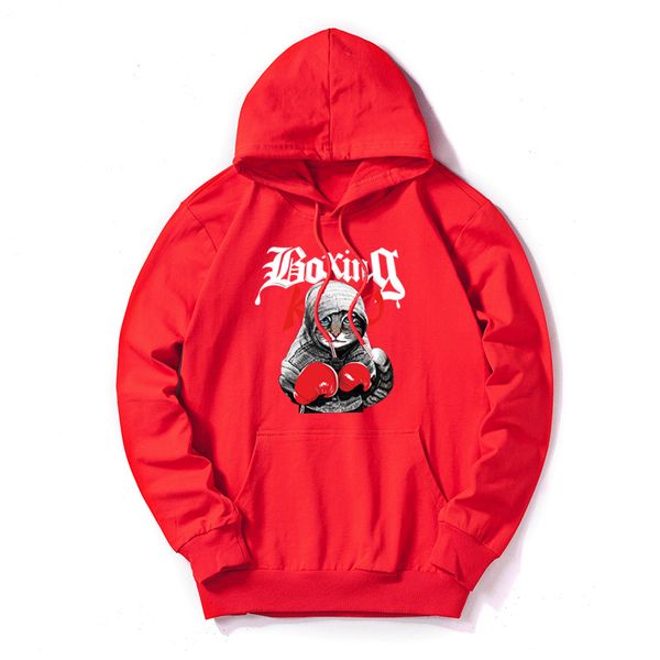 

hoodie thin men women boxing cat fashion deisgner crew neck hoodie sweater plus size 5 color new mens clothes boys streetwear for hiphopwear, Black