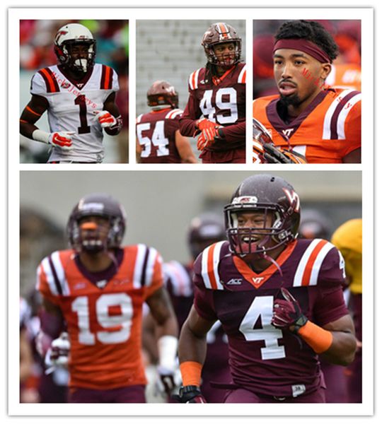 

men custom virginia tech hokies football jersey tremaine edmunds cam phillips terrell edmunds tim settle brandon facyson wyatt teller jersey, Black