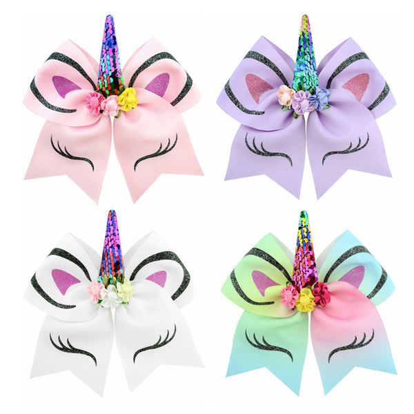 

роскошные дети hairbands мода горячие продажи клип unicorn волос дизайнер девушки horns бронзировать флип блестки лук аксессуары для волос 1, Slivery;white
