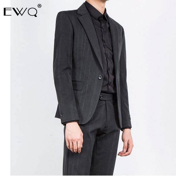 

ewq / england style men's small suit male loose coat 2019 autumn self-cultivation vintage man's suit single blazer trend 9y0067, White;black