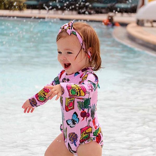 

new model baby 1-6 y baby girls one piece swimsuit pink bathing suits swimwear with classical blue striped children beach wear