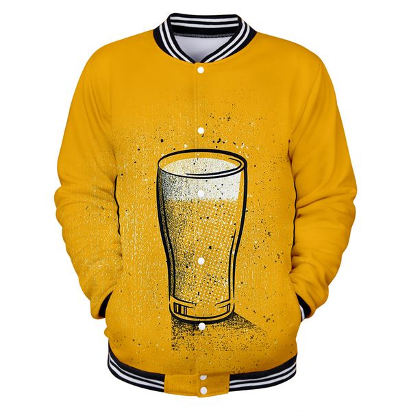 

beer bubble drinks 3d печатные бейсбольные куртки мода женщины / мужчины 2019 горячей продажи с длинным рукавом куртка повседневная уличная, Black;brown