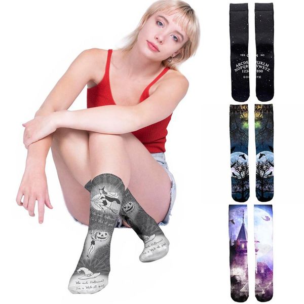 

women's stockings 3d printed socks sports socks football school long tube leg warm for skate cycling camping hiking #2s26fn, Black