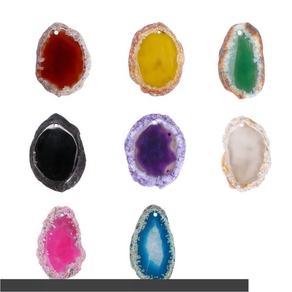 

1 pc fashion polished irregular crystal slice healing reiki stone pendant necklace diy pendant accessories women jewelry gift, Silver