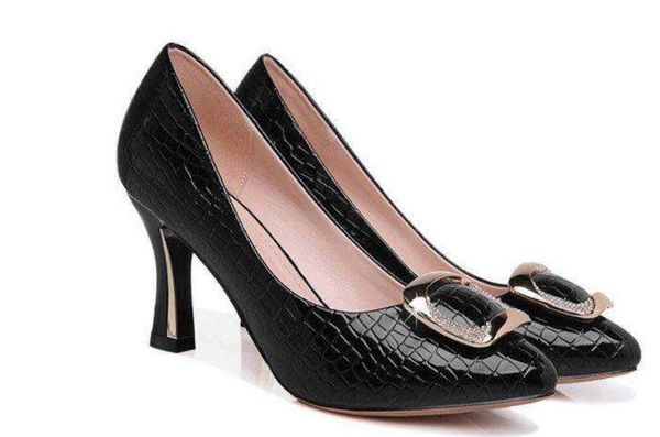 

2020 women's shoes in spring and autumn with new style high heel coarse heel pointed end@7113, Black